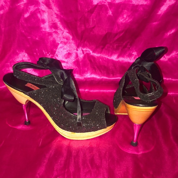 Betsey Johnson | Shoes | Rare Betsey Johnson Sequence Tie Up Polly Heels | Poshmark